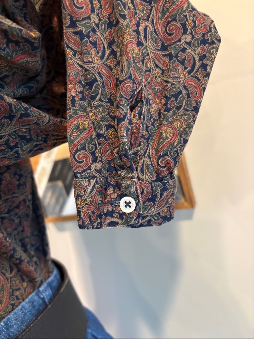 Vintage Ralph Lauren Blue Label 90s Paisley Cotton Button-Up High Neck Top Small - Picture 6 of 10